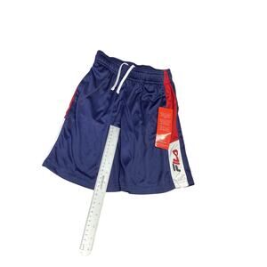 FILA Boys Drawstrings Blue/Red Silk Pull on Basketball/Athletic Shorts Size 7